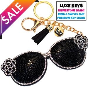 Luxe Keys Rhinestone Keychain- Large Sunglasses